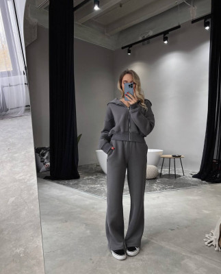 7 Спортивний костюм на флісі з довгою блискавкою з капюшоном